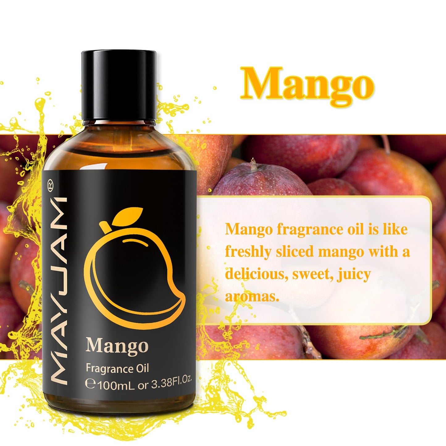 MAYJAM Mango Fragrance Oil 100ML with Glass Dropper - Diffuser & DIY Soap, Candle Making