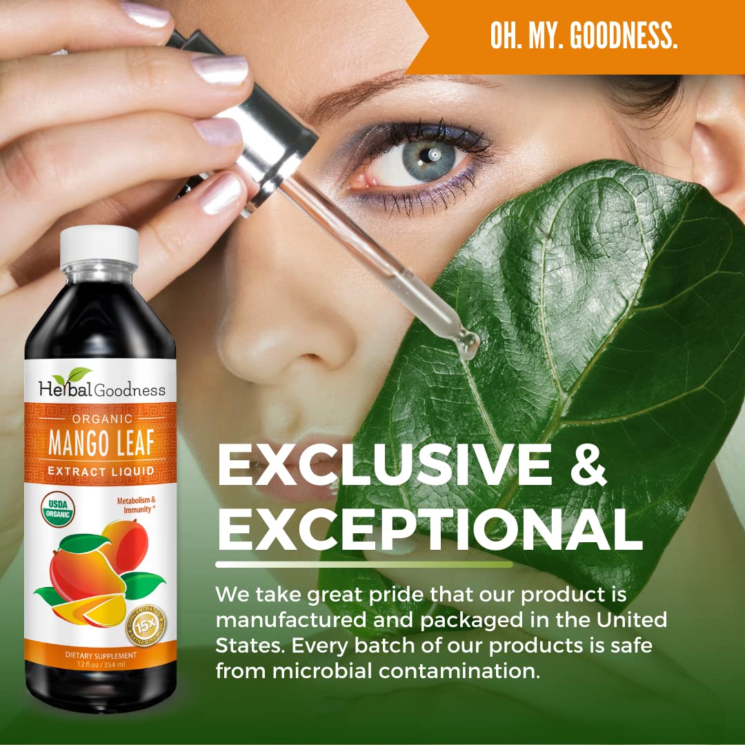 Mango Leaf Extract Liquid Organic - African Mango - Gut, Immunity, Digestive Support, General Wellness - Natural Supplements -12oz btl - Herbal Goodness