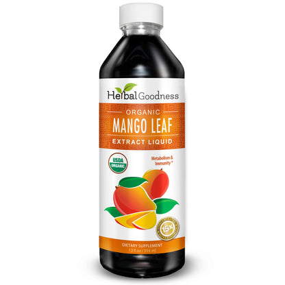 Mango Leaf Extract Liquid Organic - African Mango - Gut, Immunity, Digestive Support, General Wellness - Natural Supplements -12oz btl - Herbal Goodness