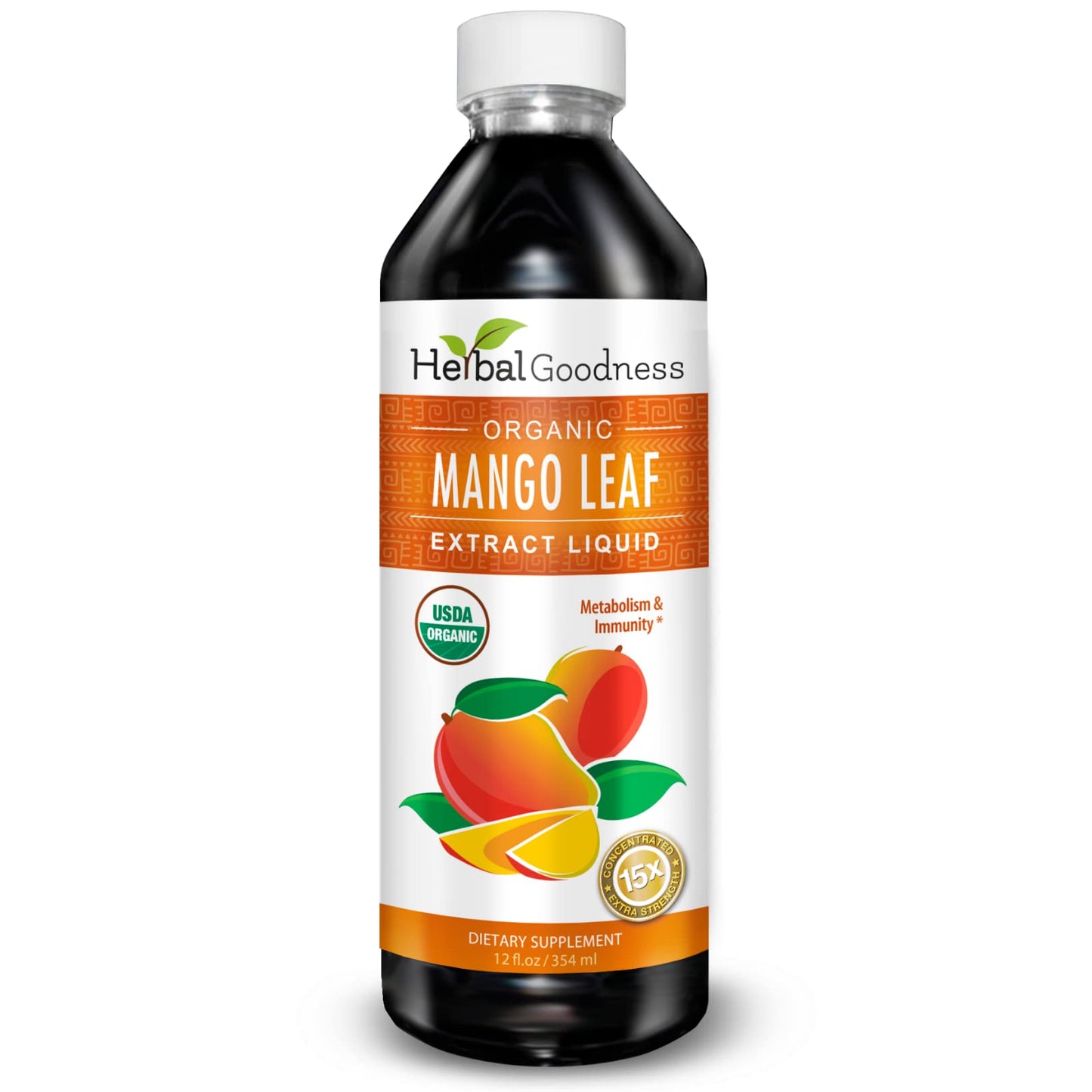 Mango Leaf Extract Liquid Organic - African Mango - Gut, Immunity, Digestive Support, General Wellness - Natural Supplements -12oz btl - Herbal Goodness