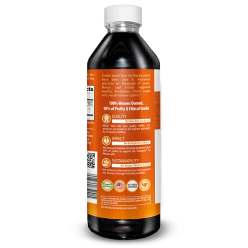 Mango Leaf Extract Liquid Organic - African Mango - Gut, Immunity, Digestive Support, General Wellness - Natural Supplements -12oz btl - Herbal Goodness