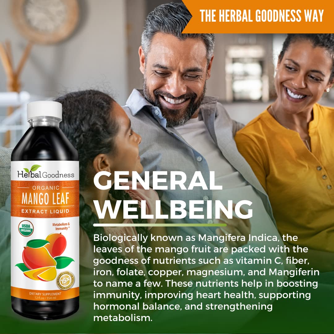 Mango Leaf Extract Liquid Organic - African Mango - Gut, Immunity, Digestive Support, General Wellness - Natural Supplements -12oz btl - Herbal Goodness