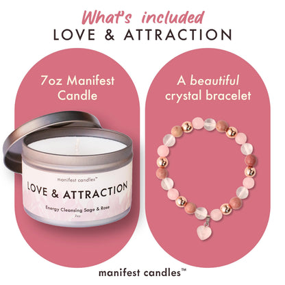Manifest Candles Love Candle - 7oz Sage & Rose, 50+ Hour Burn