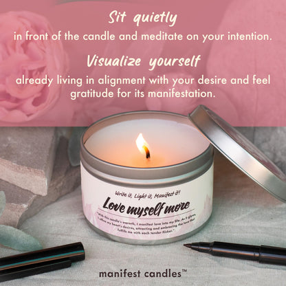 Manifest Candles Love Candle - 7oz Sage & Rose, 50+ Hour Burn