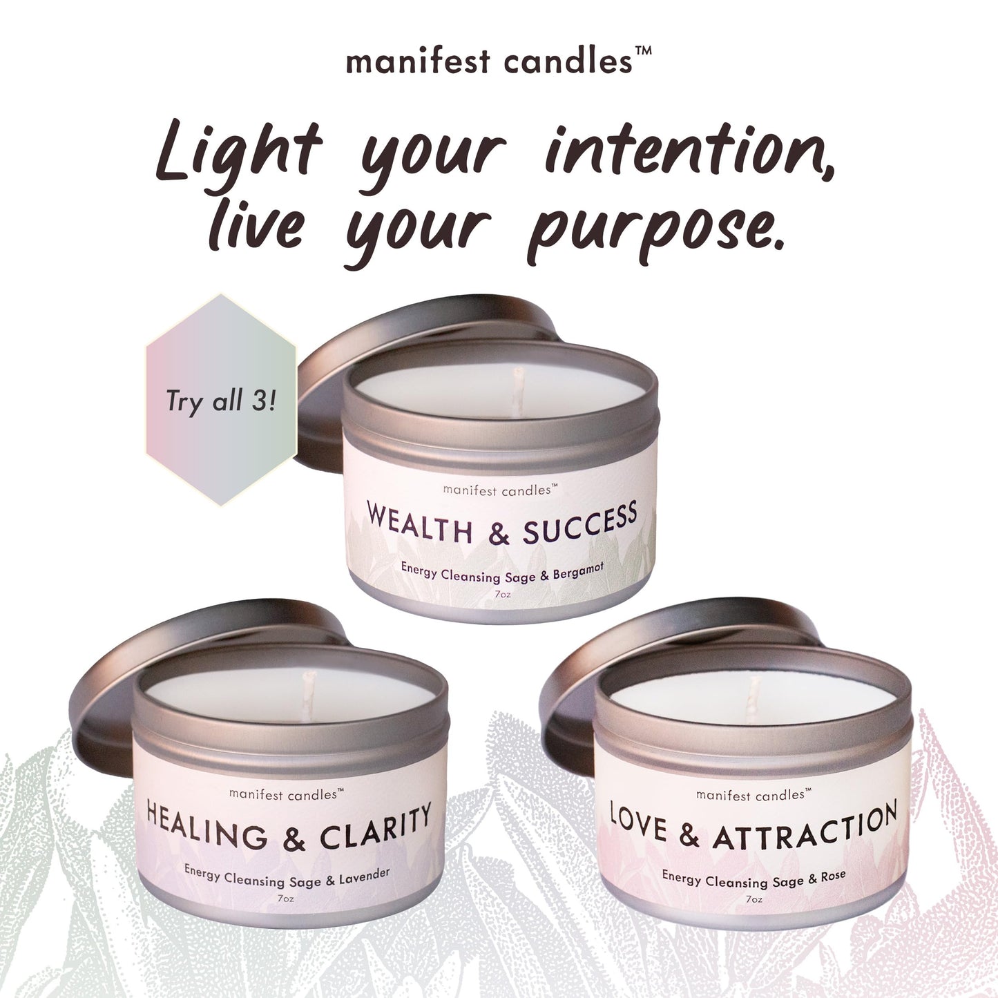 Manifest Sage & Bergamot Money Candle with Wealth Bracelet – 45 Hour Burn