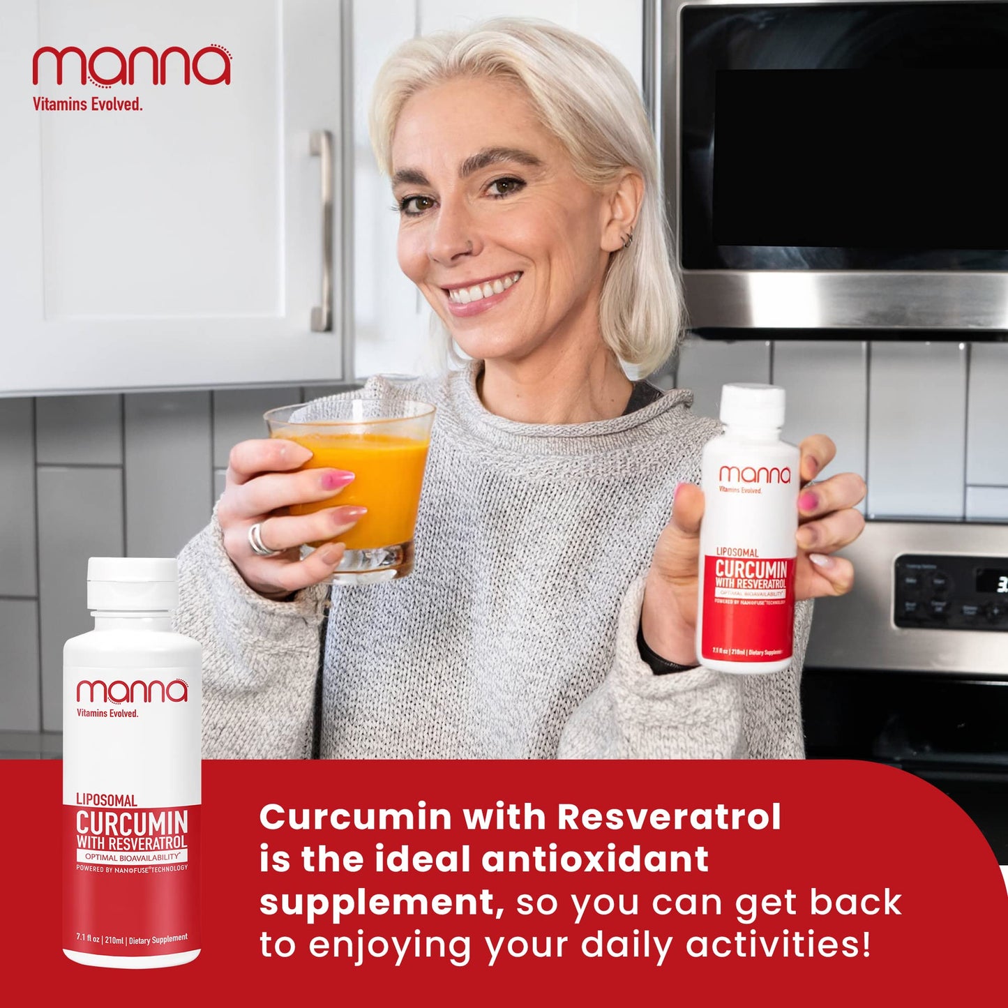 Manna Vitamins Evolved Curcumin with Resveratrol – Liposomal Curcumin Supplements