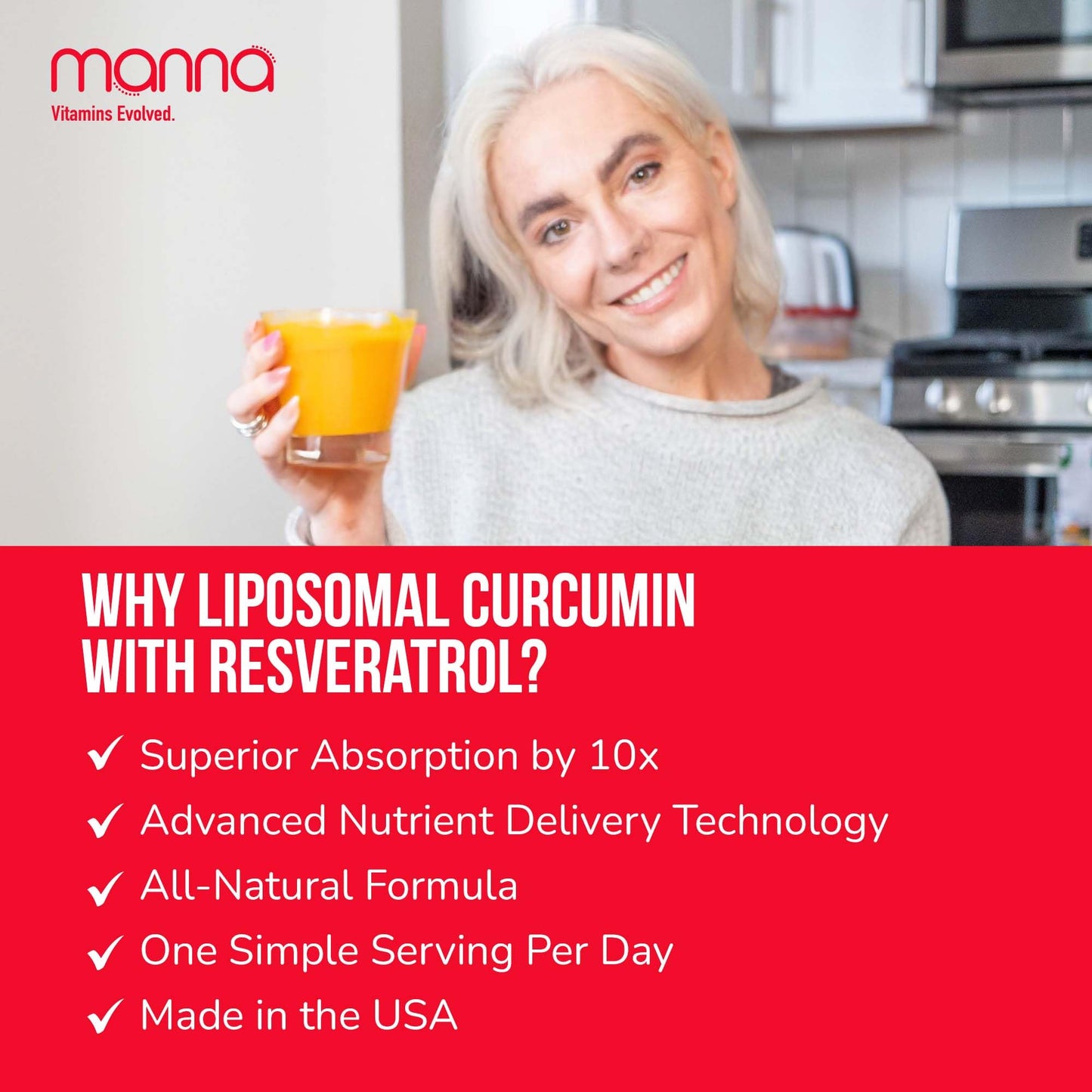 Manna Vitamins Evolved Curcumin with Resveratrol – Liposomal Curcumin Supplements