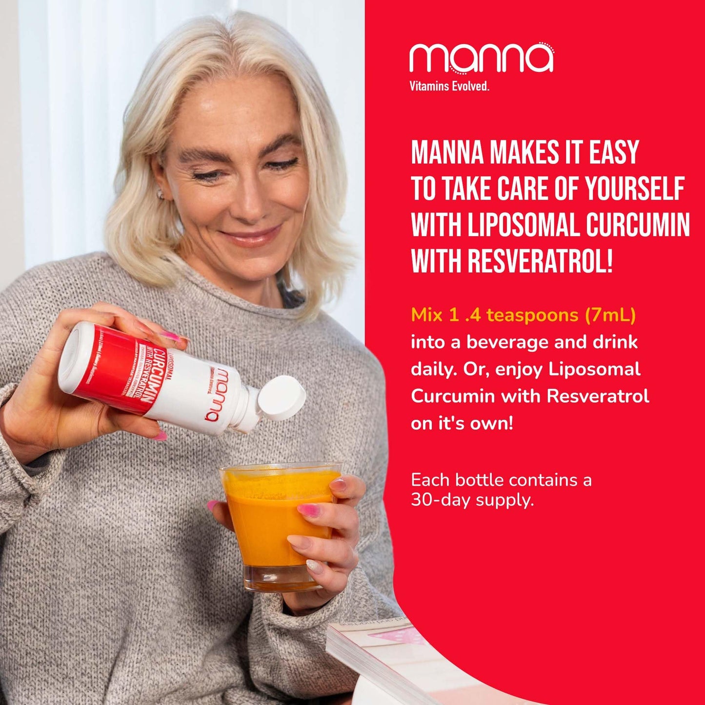 Manna Vitamins Evolved Curcumin with Resveratrol – Liposomal Curcumin Supplements
