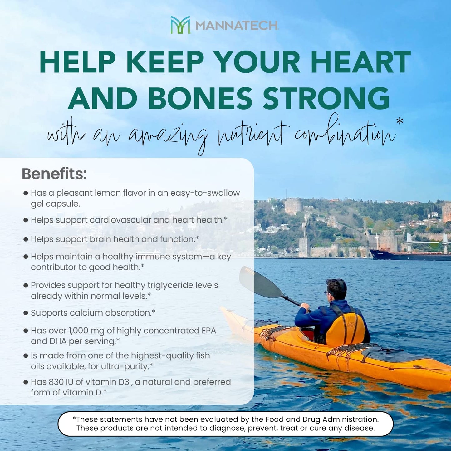 Mannatech Omega-3 with Vitamin D3 – Bone, Heart & Brain Health | Pure Fish Oil