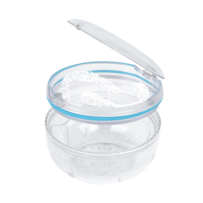 Maoerdental Retainer Cleaner Case – Double Layer No-Leak Denture Cup for Soaking Dentures, Invisalign, Retainers, Mouth Guards (Transparent)