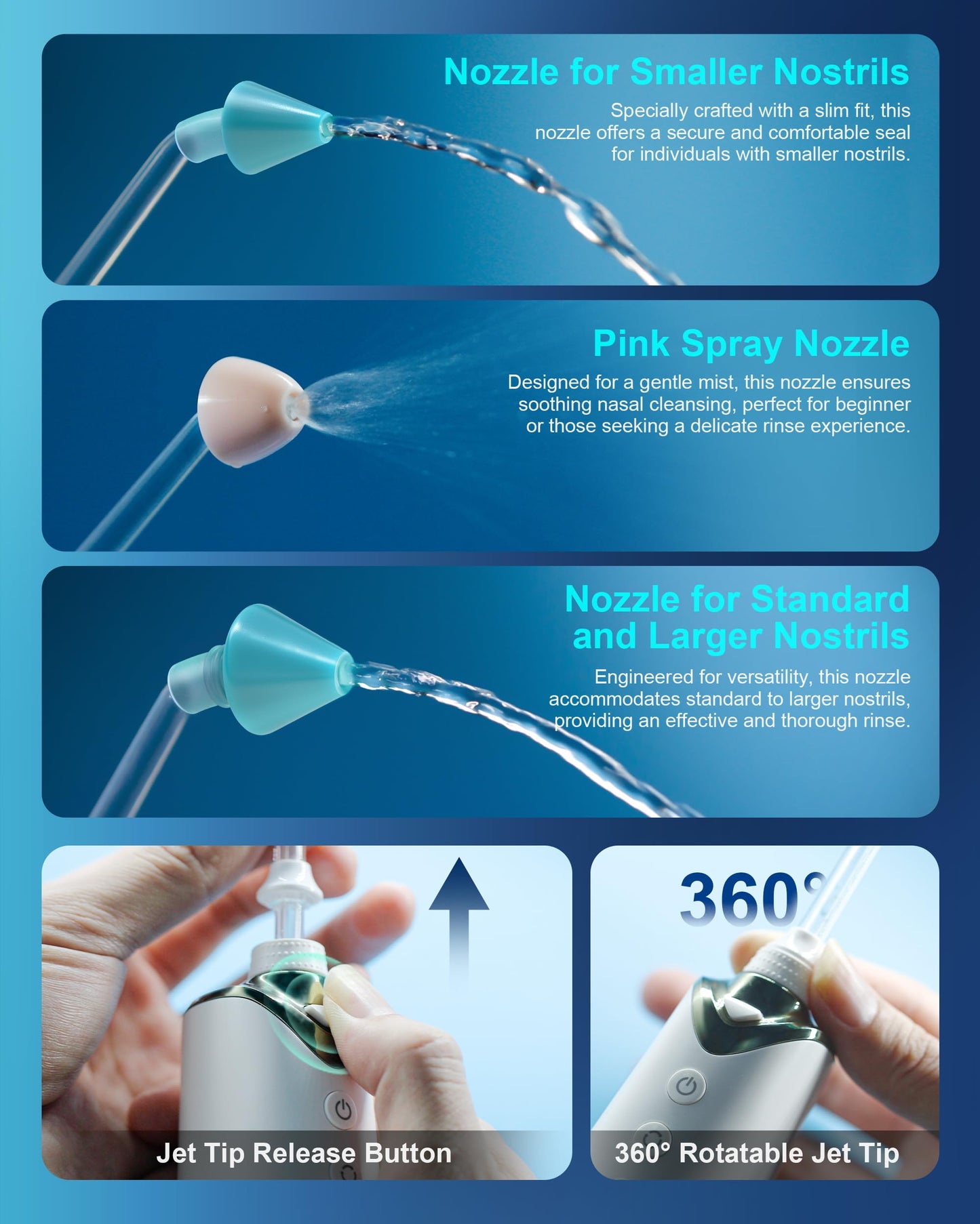 MAOEVER Nasal Irrigation System - Cordless Sinus Rinse, 5 Modes, 6 Tips