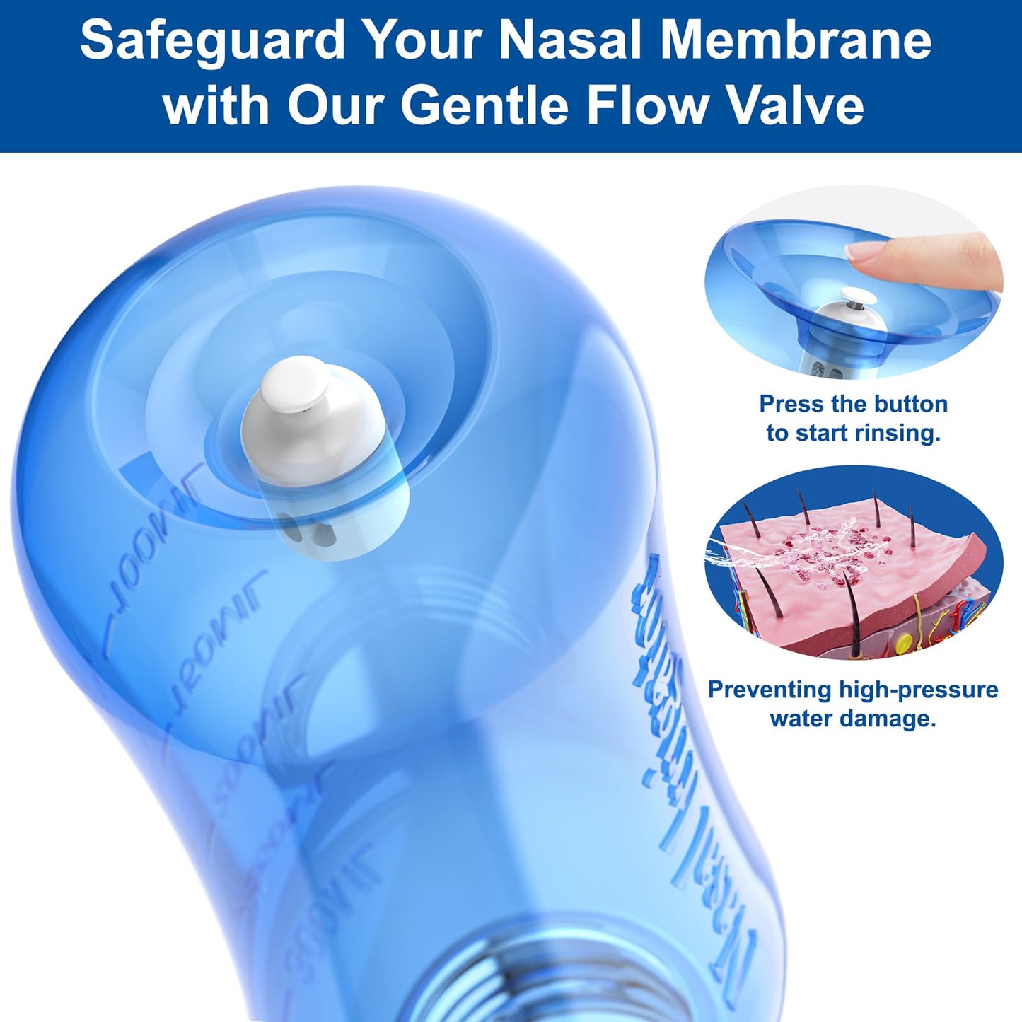 MAOEVER Neti Pot 300ml Sinus Rinse Bottle with 30 Saline Packets - BPA-Free, Anti-Backflow