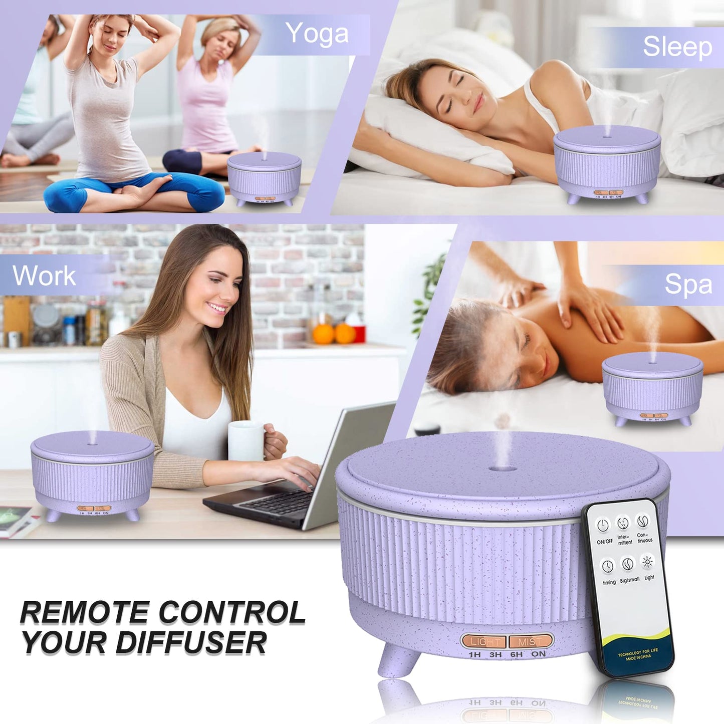 Diffusers for Essential Oils - Large Room Humidifier 500ml with Remote