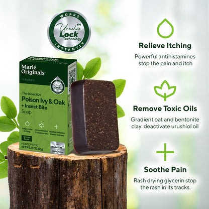 Marie Originals Poison Ivy Soap Bar | All-Natural Anti-Itch Cleanser for Poison Ivy, Oak & Sumac (2.9 oz, 6 bars)