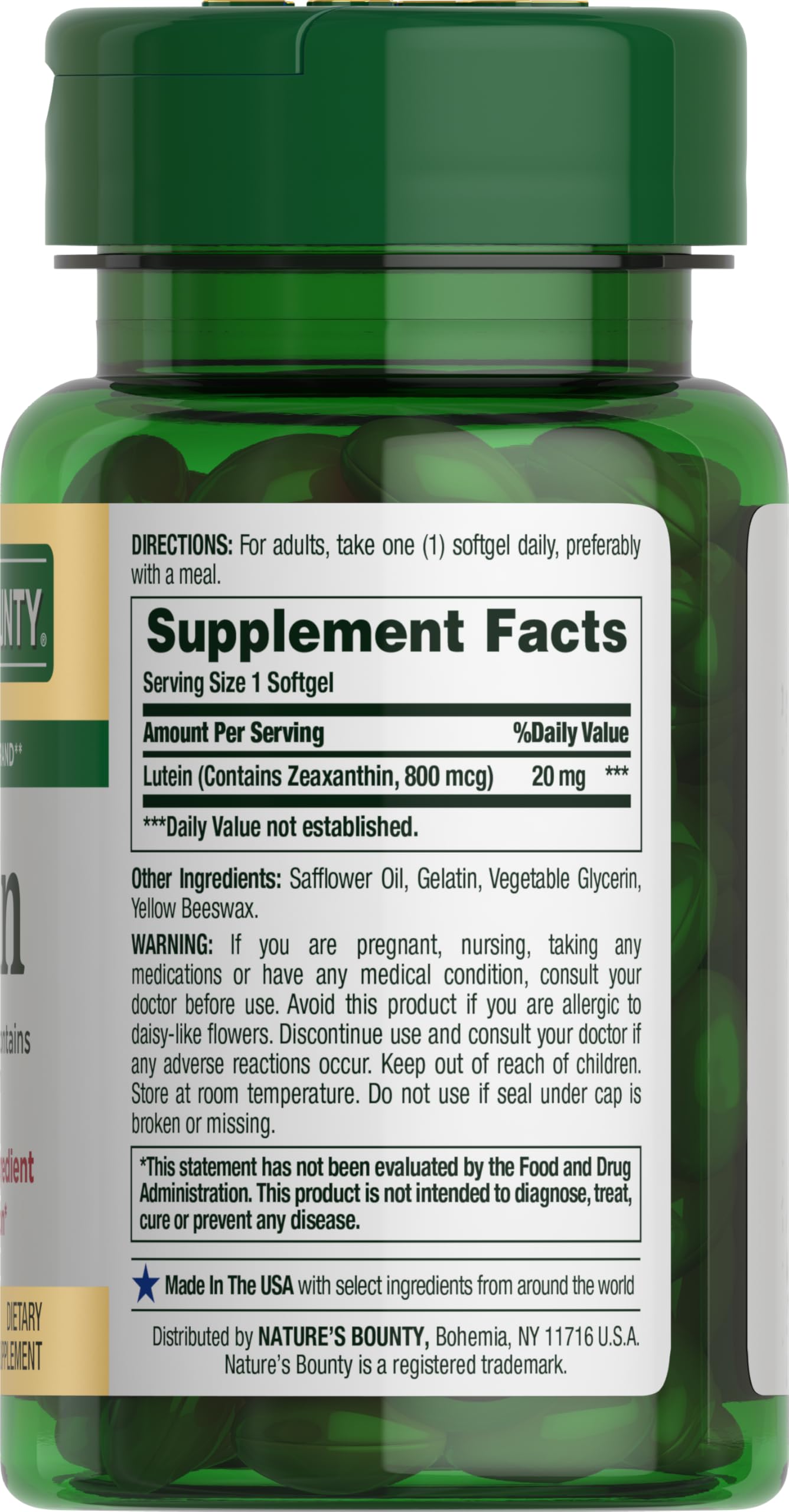 Nature's Bounty Lutein Pills – Eye Health Support, 20 mg, 40 Softgels