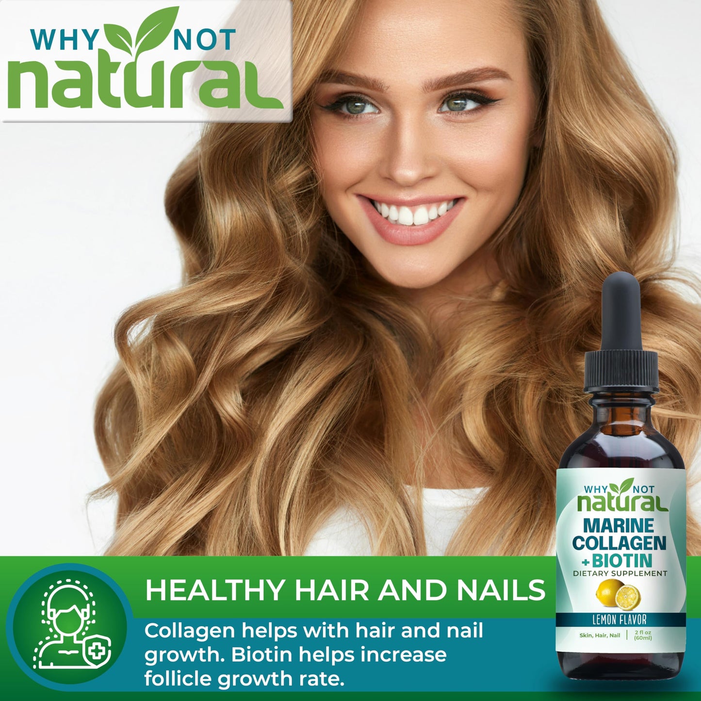 Why Not Natural Liquid Collagen + Biotin Drops for Hair, Skin & Nails