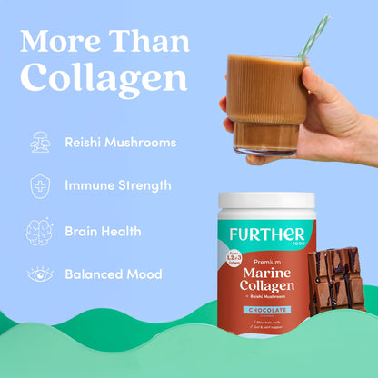 Marine Collagen Peptides Powder with Reishi – Chocolate, Hydrolyzed Type I-III, 7.41 oz