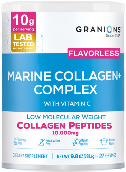 Marine Collagen Powder Unflavored - Type I Hydrolyzed Peptides + Acerola Vitamin C (9.8oz)