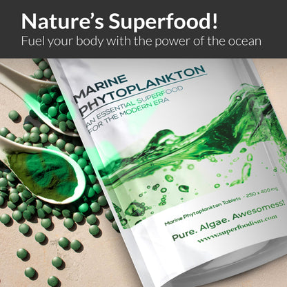 SuperFoodISM Marine Phytoplankton Supplement - Omega-3 & Essential Nutrients (250 Tablets)