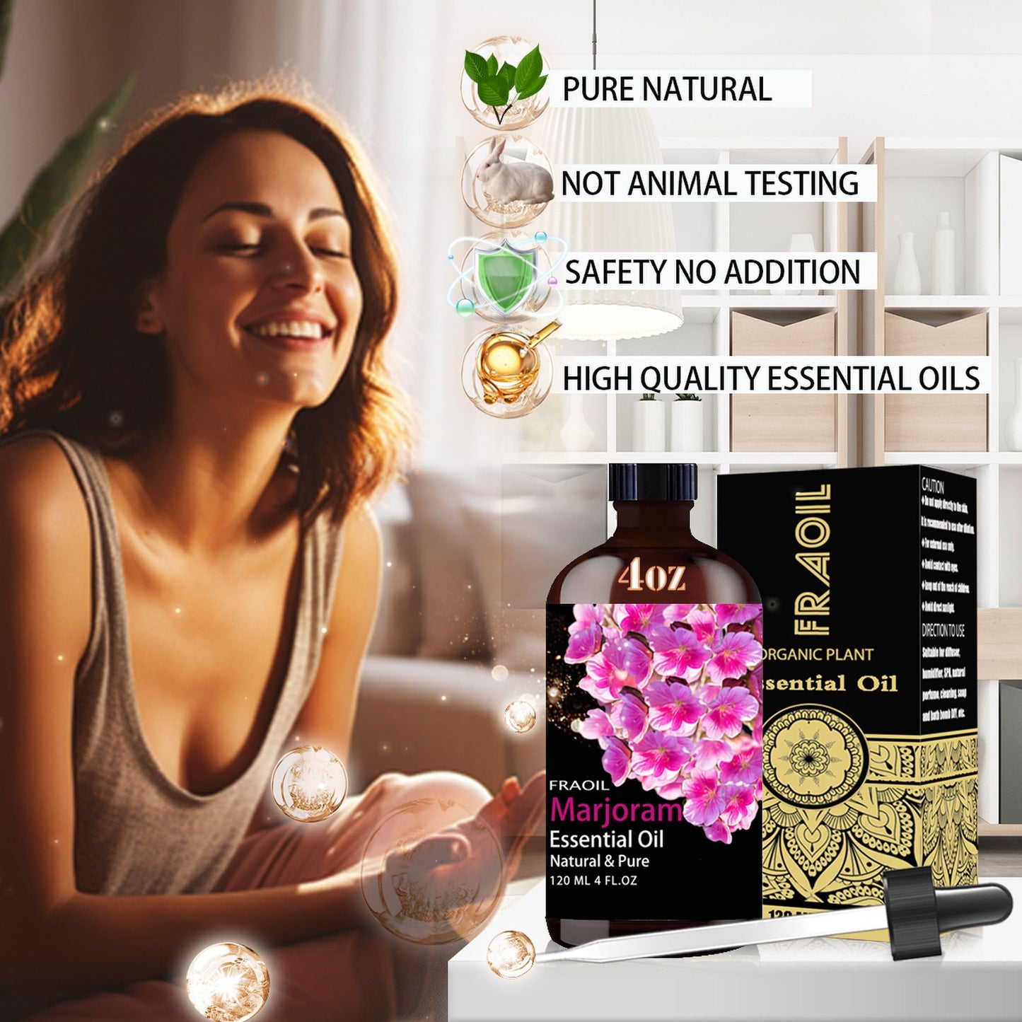 Marjoram Essential Oil 4 oz (120 ml) for Diffuser, DIY Candles & More | FRAOIL