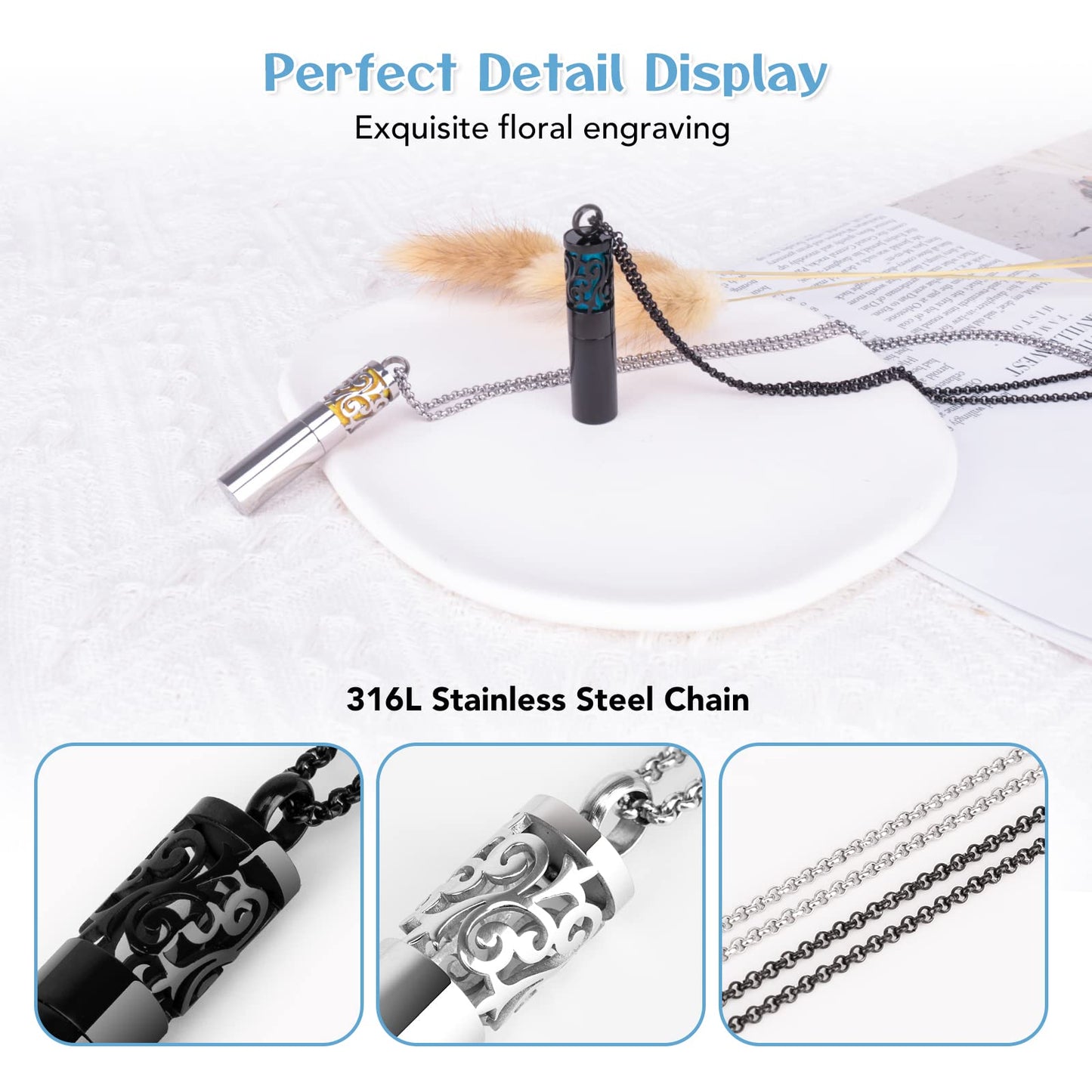 Maromalife Diffuser Necklaces – 2-Pack Stainless Steel Locket Gift Set