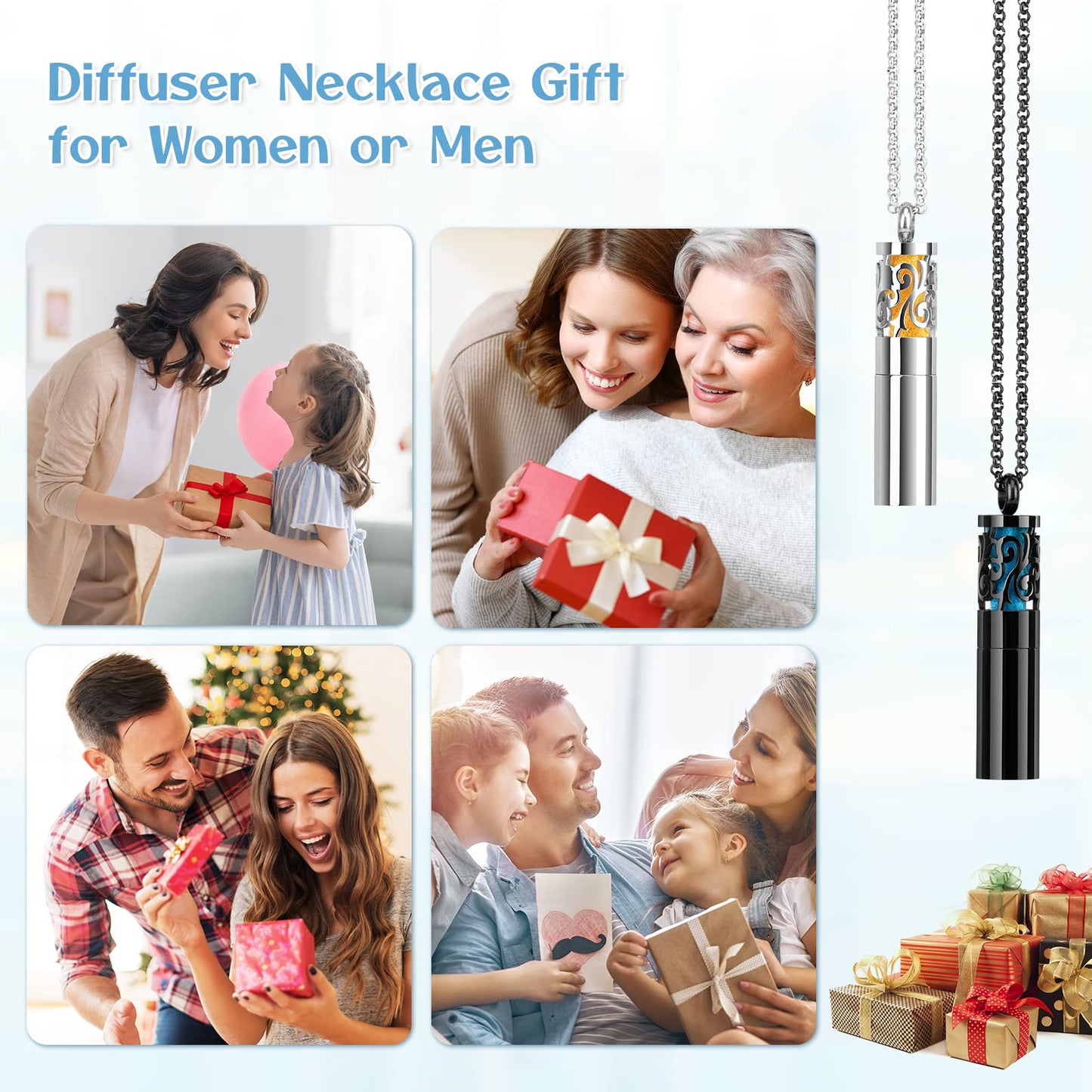 Maromalife Diffuser Necklaces – 2-Pack Stainless Steel Locket Gift Set