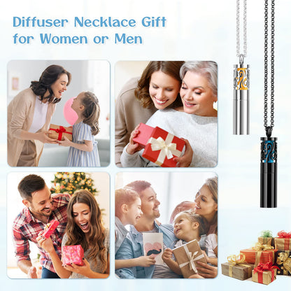 Maromalife Diffuser Necklaces – 2-Pack Stainless Steel Locket Gift Set