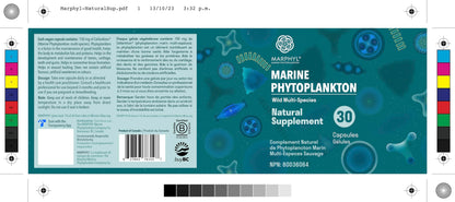 MARPHYL Marine Phytoplankton – Wild Multi-Species Supplement, 150 mg per Capsule, 30 Vegan Capsules | Vancouver Island, Canada