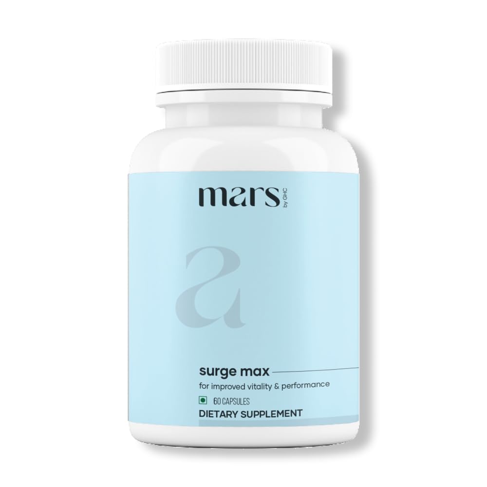 Mars Surgemax Natural Capsules with Shilajit & Safed Musli | Supports Energy, Strength & Immunity | 60 Capsules | Pack of 1
