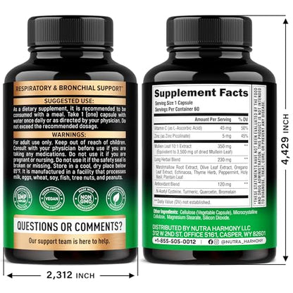 Mullein Leaf Extract for Lung Detox – 15-in-1 Lung Support (USA Made) | Smokers Cleanse
