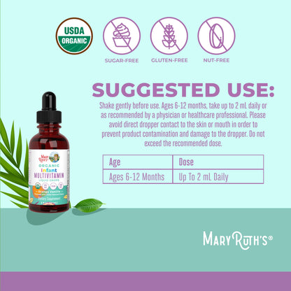 MaryRuth Organics Infant Multivitamin Drops – USDA Organic, Vegan, Non-GMO, Gluten Free, 2 oz