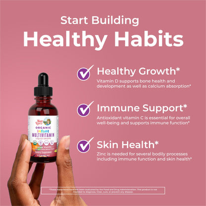 MaryRuth Organics Infant Multivitamin with Iron – USDA Organic Liquid Drops (6-12 Months) | 2 Fl Oz