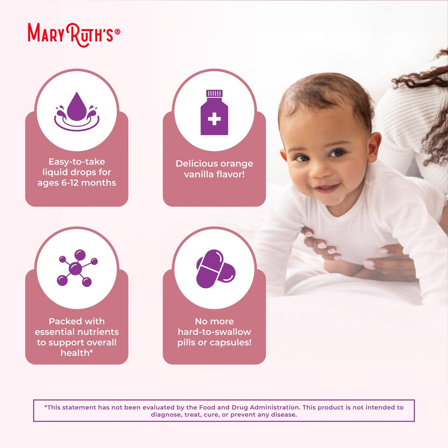 MaryRuth Organics Infant Multivitamin with Iron – USDA Organic Liquid Drops (6-12 Months) | 2 Fl Oz