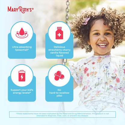 MaryRuth Organics Multivitamin for Kids | Sugar Free | Liquid Vitamins | Immune Support Supplement | Cognitive Health & Overall Wellness | USDA Organic | Vegan | Non-GMO | 14 Servings