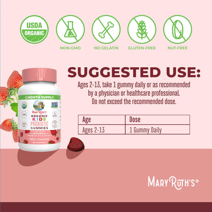 MaryRuth Organics Kids Probiotics Gummies – Digestive Health, 60 Count