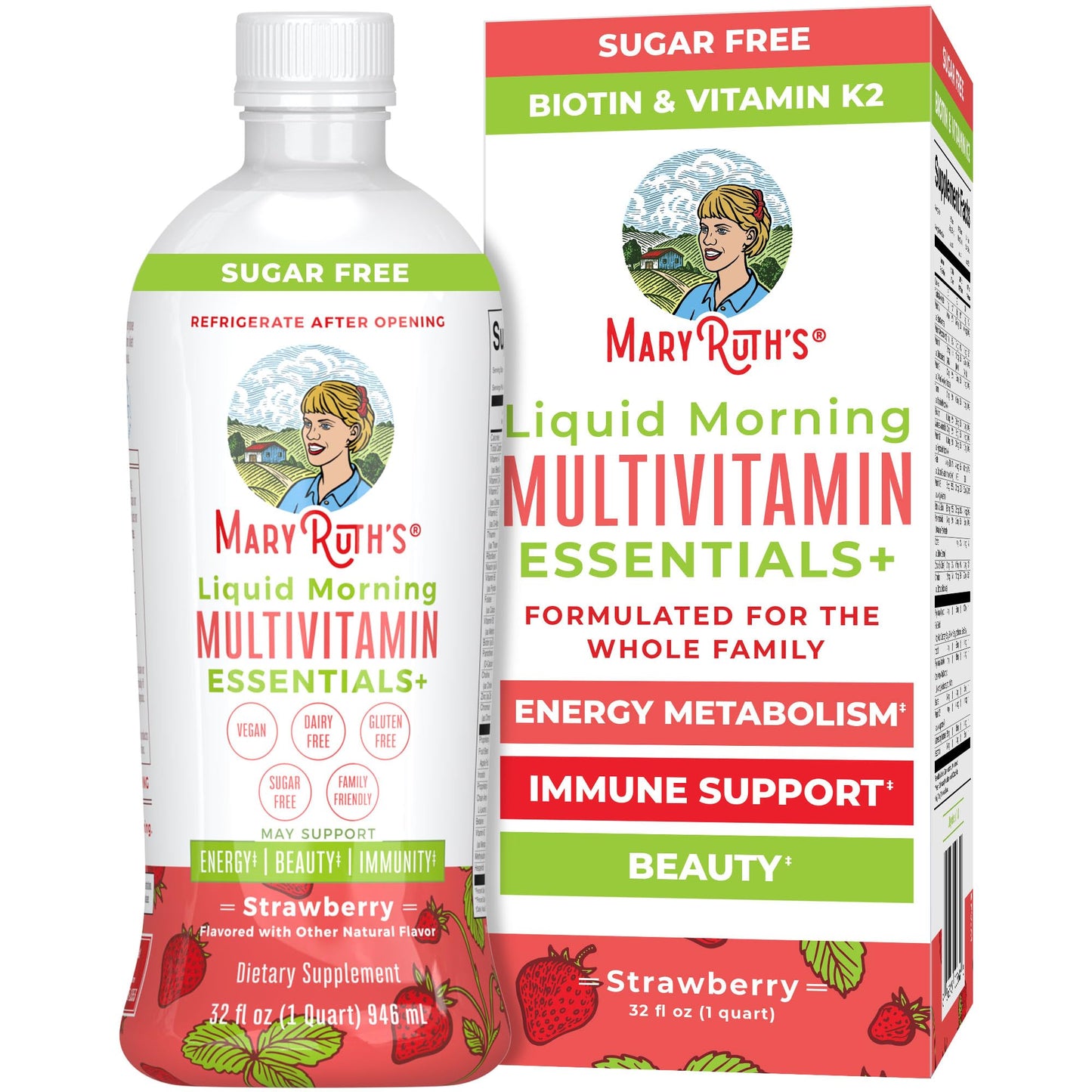 MaryRuth Organics Liquid Morning Multivitamin Essentials+ | Immune Support | Sugar Free | Vegan | 32 Fl Oz