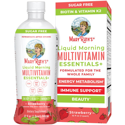 MaryRuth Organics Liquid Morning Multivitamin Essentials+ | Immune Support | Sugar Free | Vegan | 32 Fl Oz