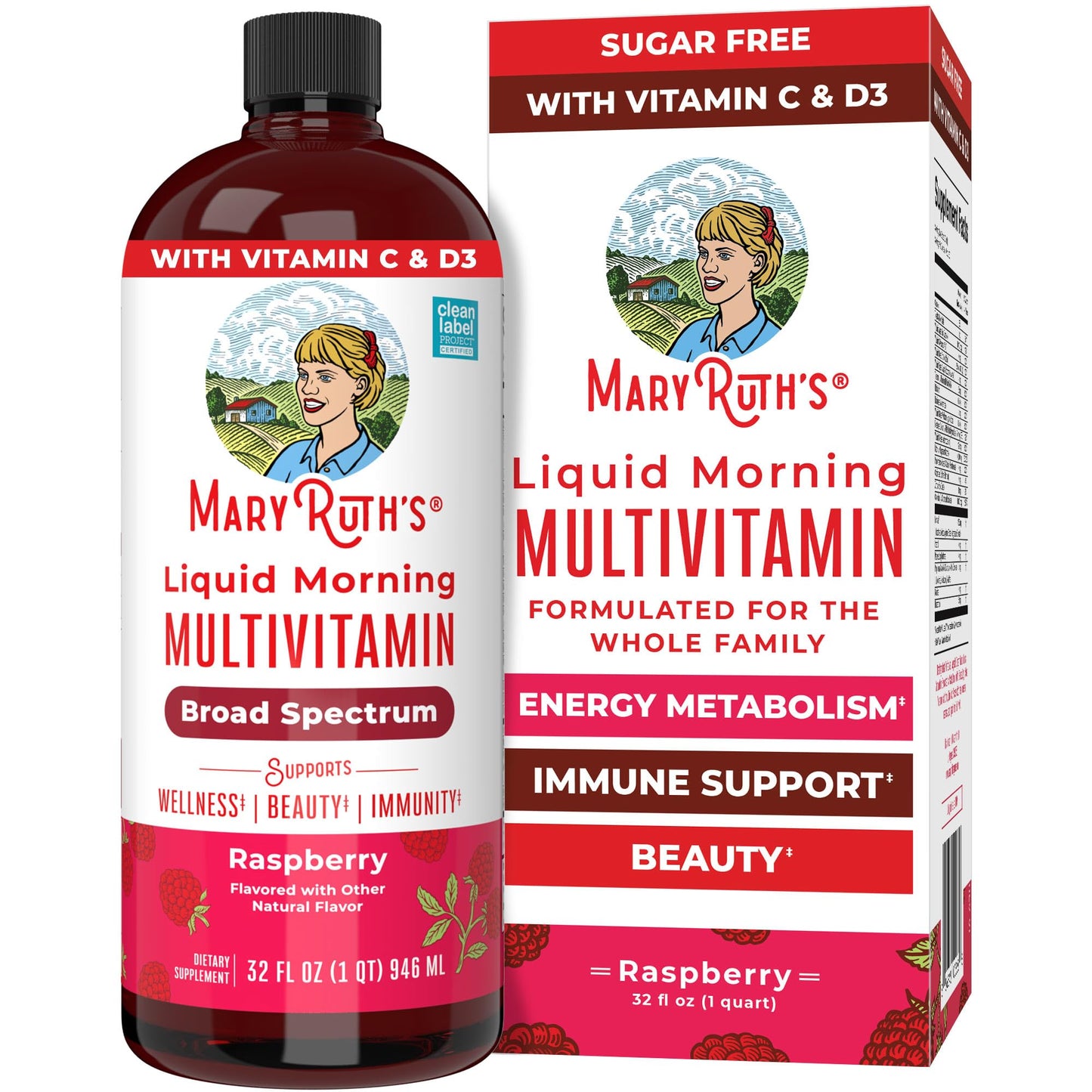 MaryRuth Organics Liquid Morning Multivitamin for Women, Men & Kids — Vegan, Non-GMO, Gluten Free | 32 Servings