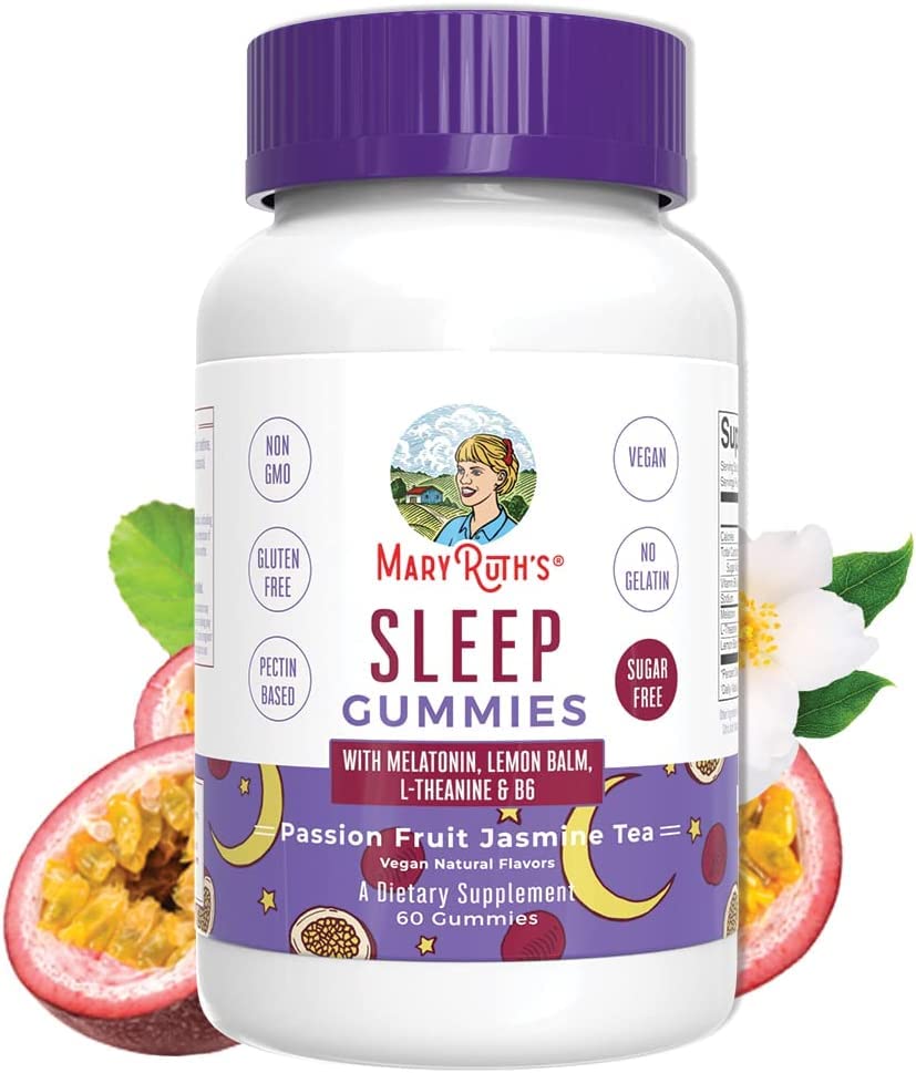 MaryRuth Organics Melatonin 5mg Sleep Gummies with L-Theanine – Lemon Balm, B6, Sugar-Free, Vegan, Non-GMO, Gluten Free | 60 Count