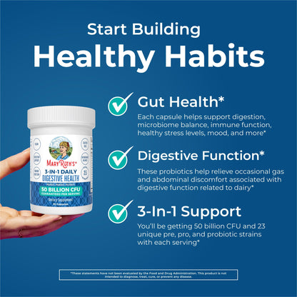 MaryRuth Organics 3-in-1 Probiotics for Digestive Health | 50B CFU, 23 Strains, Vegan
