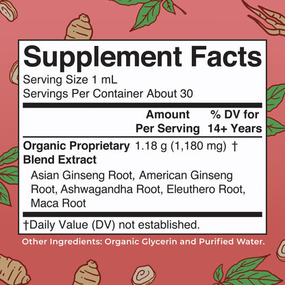MaryRuth Organics Herbal Brain Function Supplement | Ginseng with Ashwagandha | USDA | 1 Fl Oz