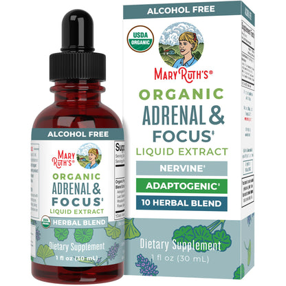 MaryRuth Organics USDA Organic Brain Nootropic Drops – Ginkgo Biloba & Astragalus | Focus & Adrenal Support | 30 Servings