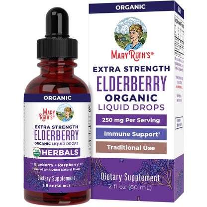 MaryRuth Organics Elderberry Syrup Extra Strength – USDA Organic, Sugar Free (2 oz)