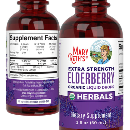 MaryRuth Organics Elderberry Syrup Extra Strength – USDA Organic, Sugar Free (2 oz)