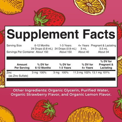 MaryRuth Organics Organic Strawberry Lemon Ionic Zinc, 4 oz | Vegan Liquid Zinc