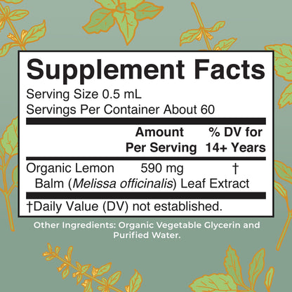 MaryRuth Organics Lemon Balm Leaf Liquid Extract | Mood Support, Relaxation | USDA Organic | 1 Fl Oz