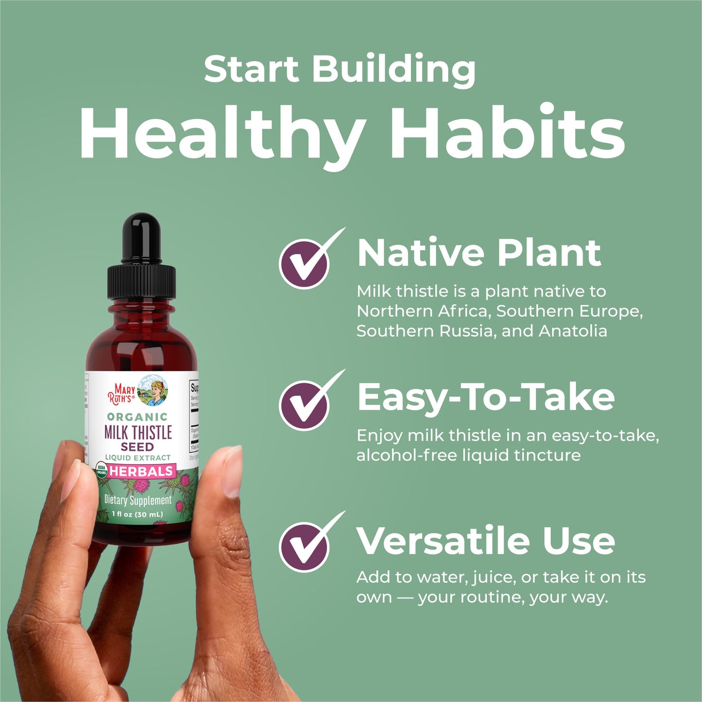 MaryRuth Organics Milk Thistle Seed Drops – 1 oz, 1,190 mg | Organic, Alcohol-Free