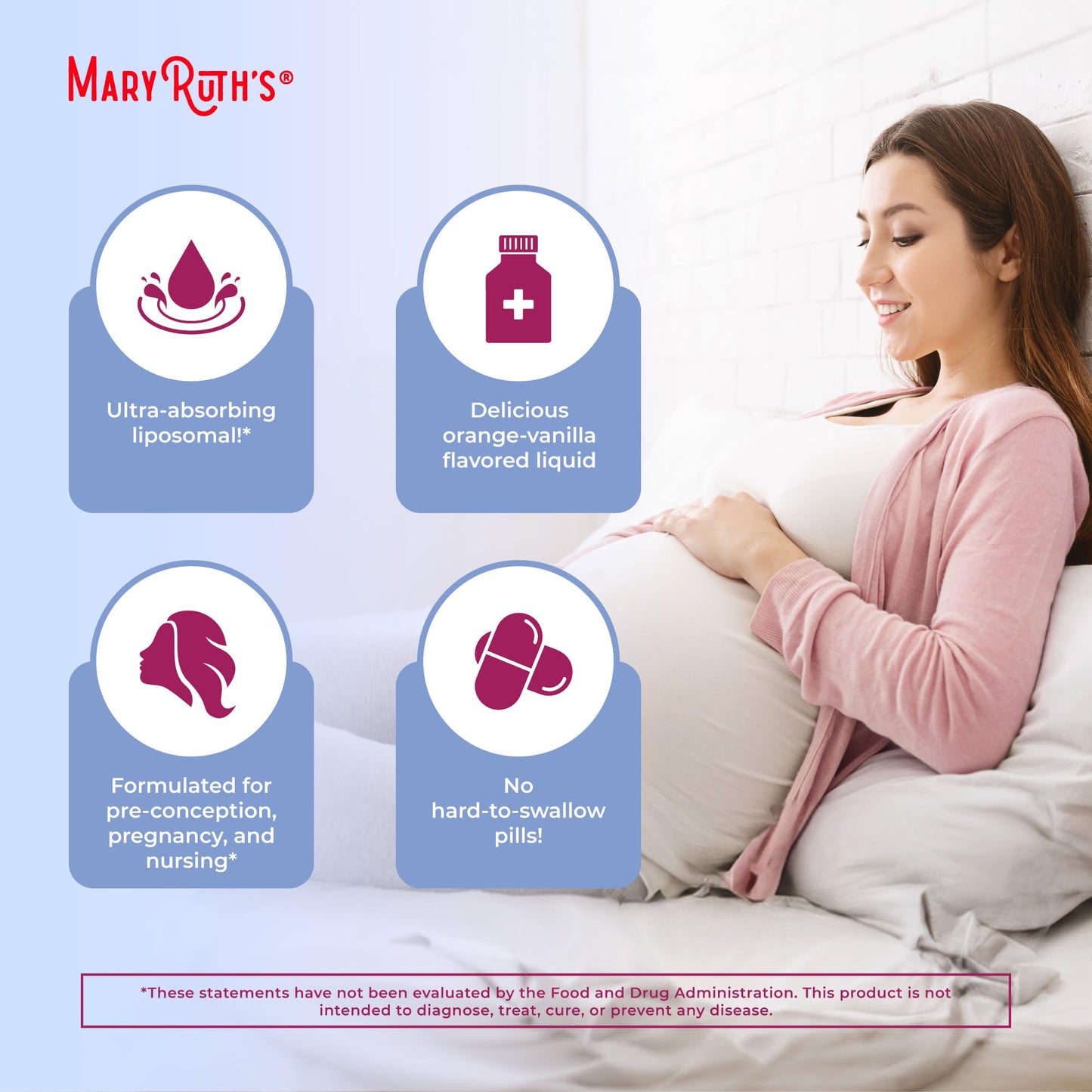 MaryRuth Organics Prenatal & Postnatal Liposomal Multivitamin for Women | Sugar Free | Vegan | Non-GMO | Gluten Free | 30 Servings | For Pre-Conception, Pregnancy & Nursing