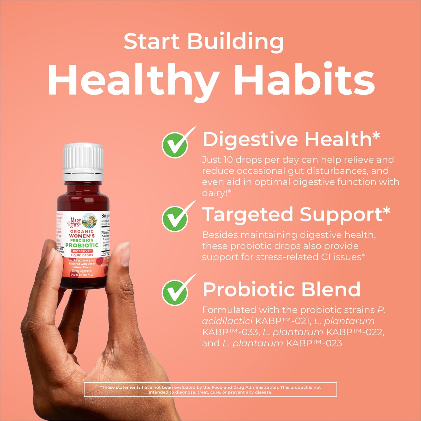 MaryRuth Organics USDA Organic Women's Probiotic Drops – Digestive Health, Dairy Free, 30 Servings
