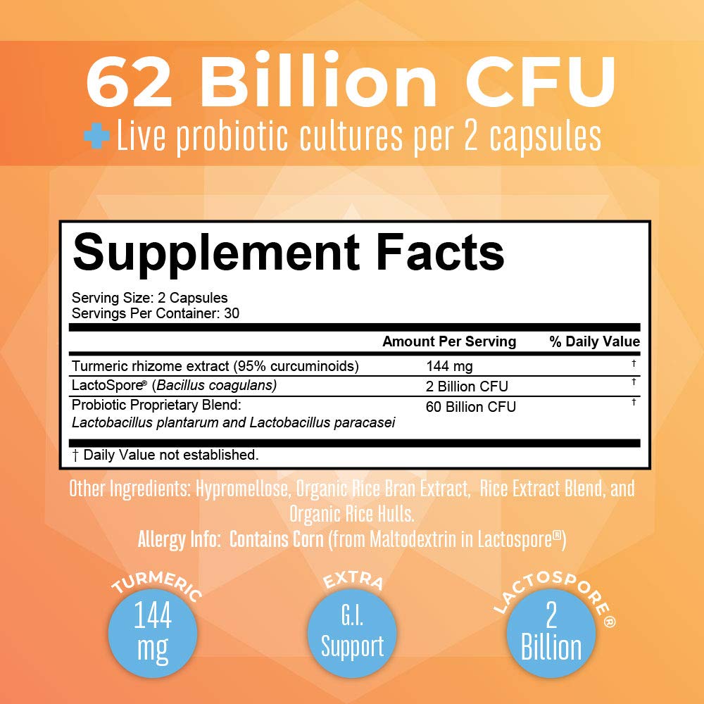 MaryRuth Probiotic Turmeric + GI Support | 62B CFU | 60 Count